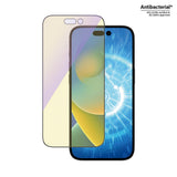 iPhone 14 Pro PanzerGlass AntiBacterial Ultra Wide Fit Screen Protection Glass - Anti-Blue Light m. EasyAligner - Diamantstyrke - Gjennomsiktig / Svart