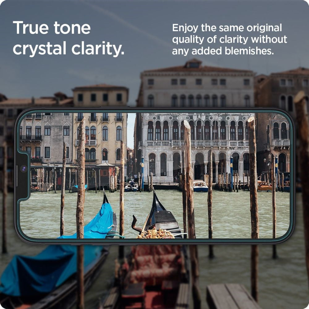 iPhone 16e / 14 / 13 / 13 Pro Spigen EZ Fit Glas.tR Skjermbeskytter 2. Del - Veskevennlig - Gjennomsiktig