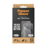 iPhone 15 Pro Max PanzerGlass Ultra Wide Fit Beskyttende glass m. EasyAligner - Diamond Strength - Transparent / Black Edge