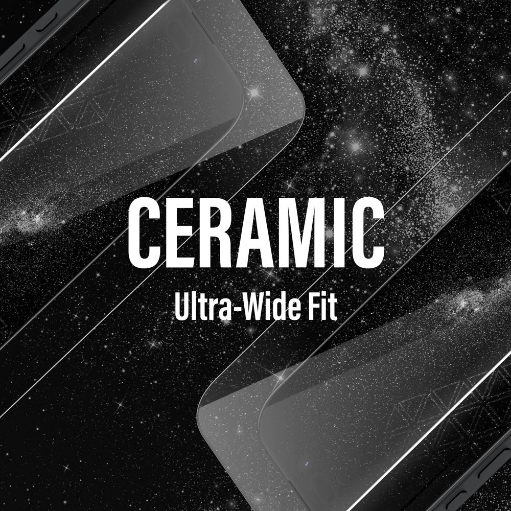 iPhone 16 Pro PanzerGlass Ultra Wide Fit Keramisk Beskyttende glass m. EasyAligner - Black Edge