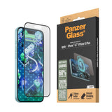 iPhone 16 Plus PanzerGlass Ultra Wide Fit beskyttelsesglass m. EasyAligner - Anti-reflekterende - Diamantstyrke - Gjennomsiktig / svart kant