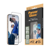 iPhone 16 Pro PanzerGlass Ultra Wide Fit Beskyttende glass m. EasyAligner - Diamond Strength - Transparent / Black Edge