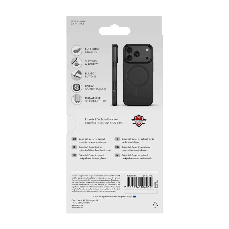 iPhone 18 Pro / 17 Pro X2O Mag Color Bagside Cover - MagSafe Kompatibel - Sort