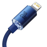 Baseus Crystal Shine Kabel USB-C til Lightning PD 20W - 2m - Blå