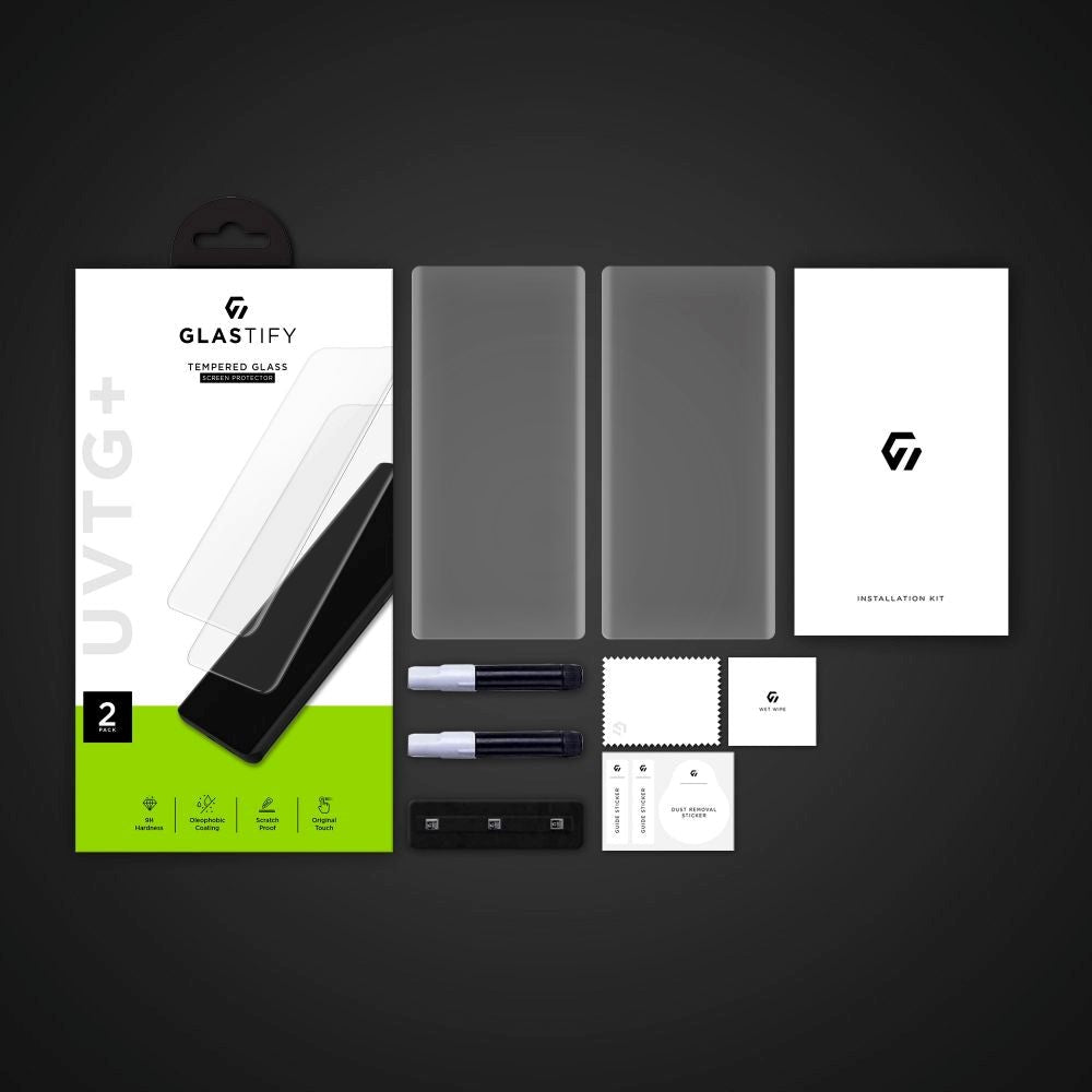 GLASTIFY Samsung Galaxy S22 Ultra UV Skjermbeskytter - 2 Pack Case Friendly - Gjennomsiktig