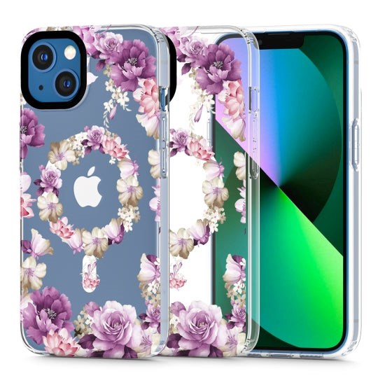 iPhone 13 Tech-Protect MagMood Bagside Cover - MagSafe Kompatibel - Rose Floral