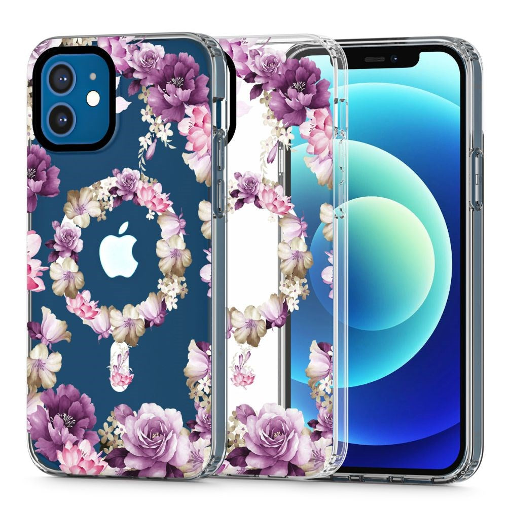 iPhone 12 / 12 Pro Tech-Protect MagMood Bagside Cover - MagSafe Kompatibel - Rose Floral