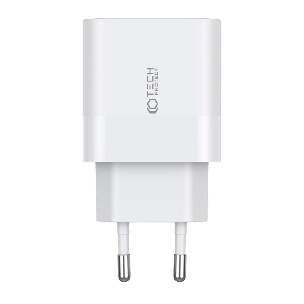 Tech-Protect 20W Vægoplader m. 2 x USB-C - Hvid