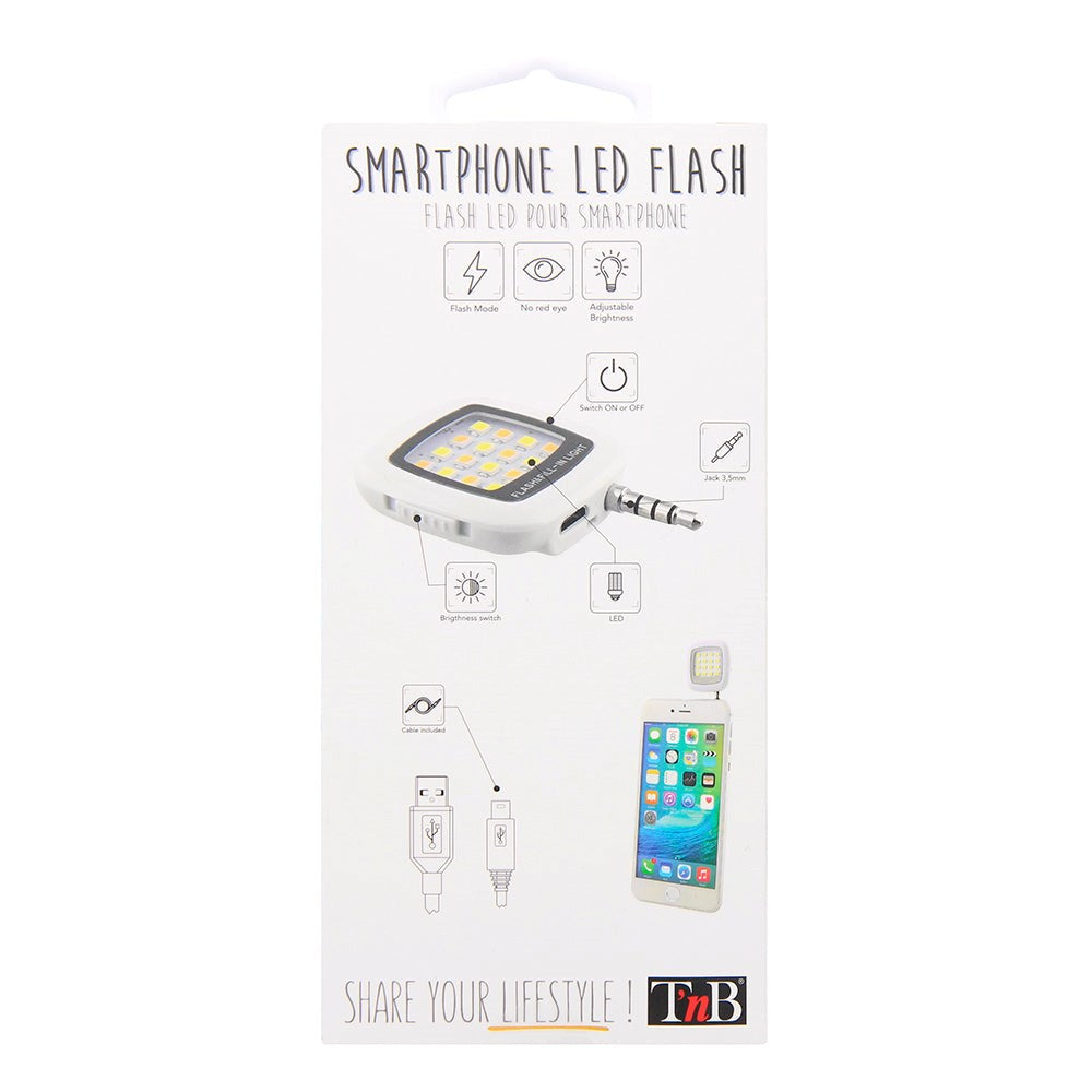 T'NB-blits for smarttelefon med ladekabel og innebygd kontakt - Hvit