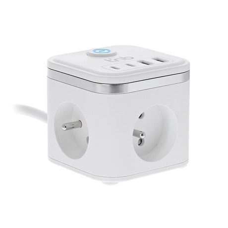 T'NB - 7-i-1 Stikdåse m. 3 x Udtag / 2 x USB-C / 2 x USB-A - Hvid