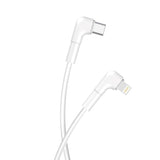 Maxlife Vinklet USB-C til Lightning-kabel 27W - 1m - Hvit