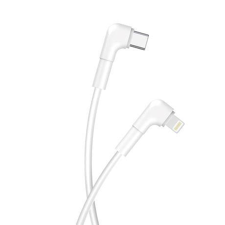 Maxlife Vinklet USB-C til Lightning-kabel 27W - 1m - Hvit