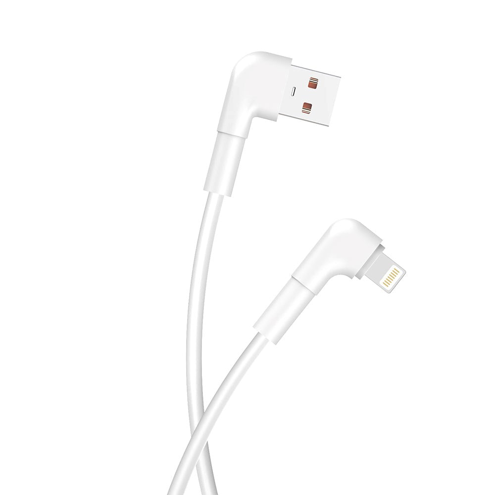 Maxlife Vinklet USB-A til Lightning-kabel 12W - 1m - Hvit