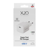 X2O Vægoplader m. 1x USB-C - 20W - Hvid