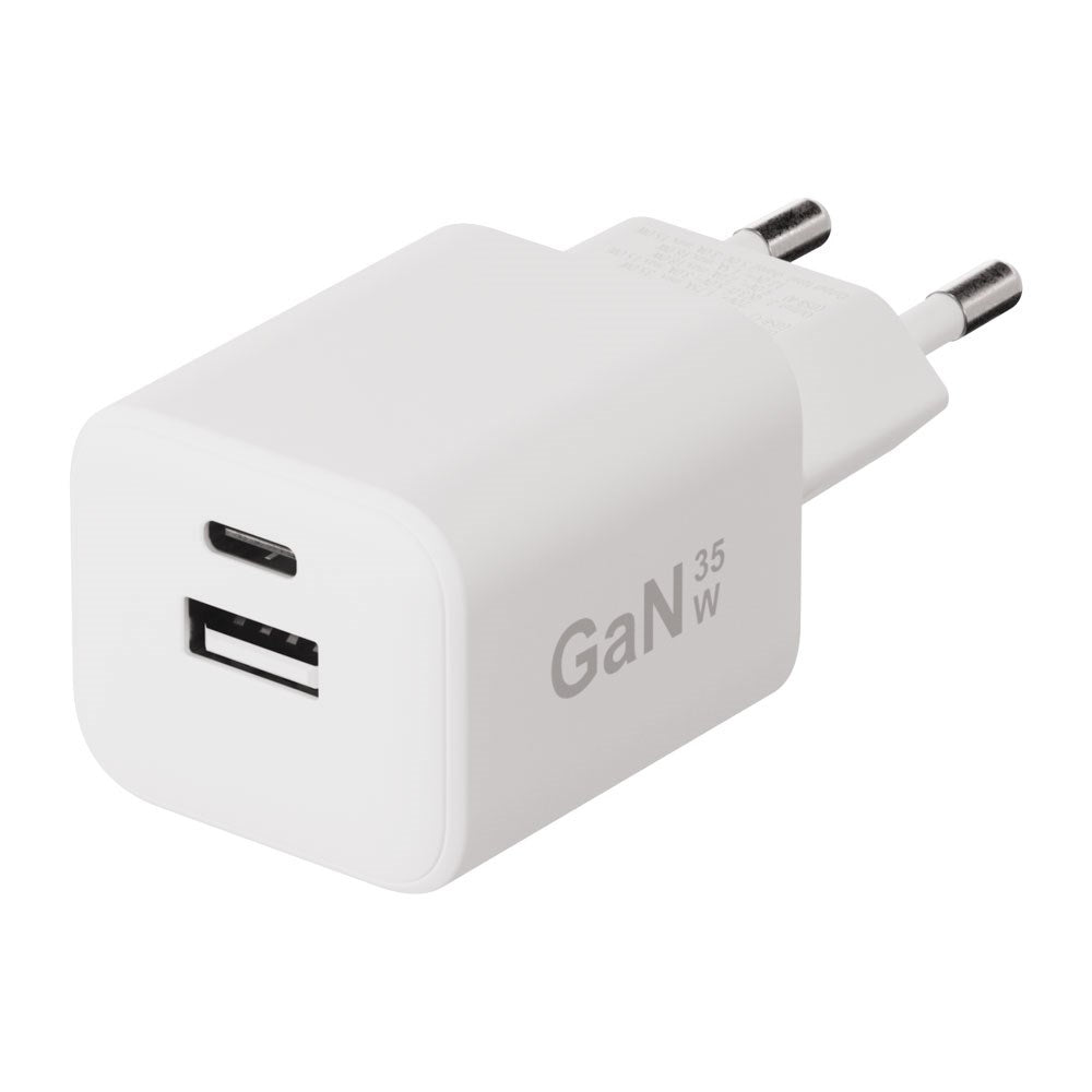 X2O Vægoplader m. 1x USB-A / 1x USB-C / 1x USB-C Kabel - 1.2m / 35W - Hvid