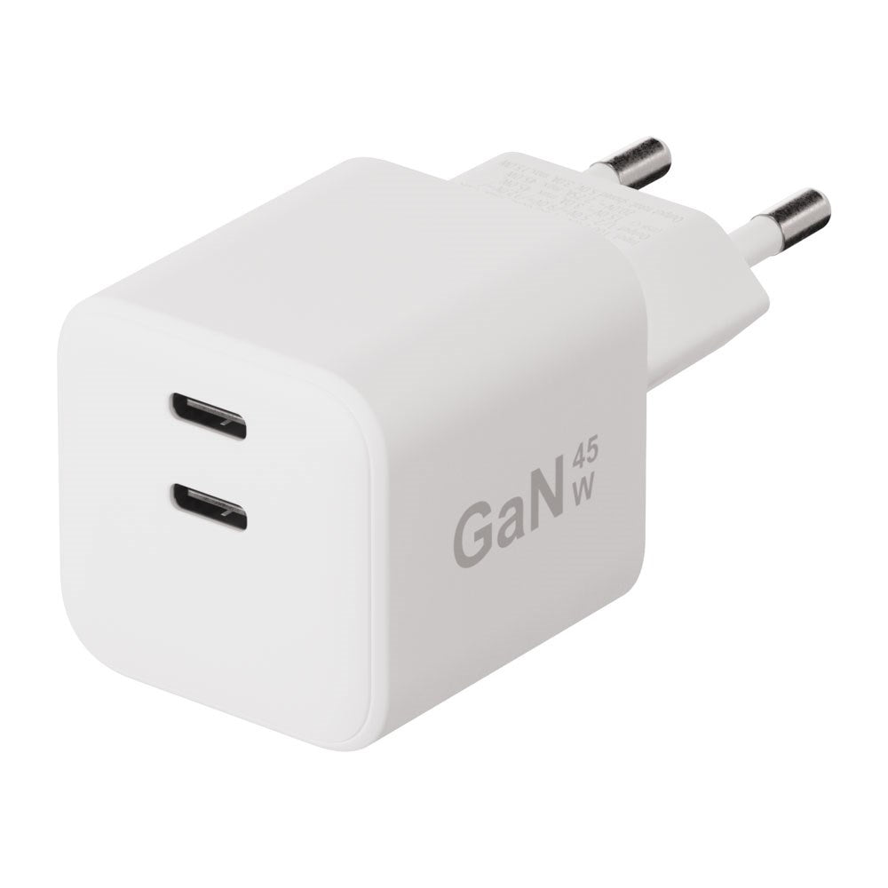 X2O GaN Vægoplader m. 2x USB-C - 45W - Hvid
