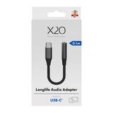 X2O Longlife USB-C til Minijack Lyd Adapter - 0.1m - Sort