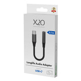 X2O Longlife USB-C til Minijack Lyd Adapter - 0.1m - Sort