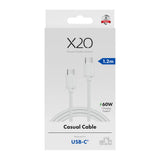 X2O Basic USB-C til USB-C Kabel - 1.2m / 60W - Hvid