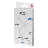 X2O Superflex USB-C til USB-C Kabel - 1.5m / 60W - Hvid