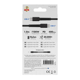 X2O Longlife USB-C til USB-C Kabel - 1m / 100W - Sort