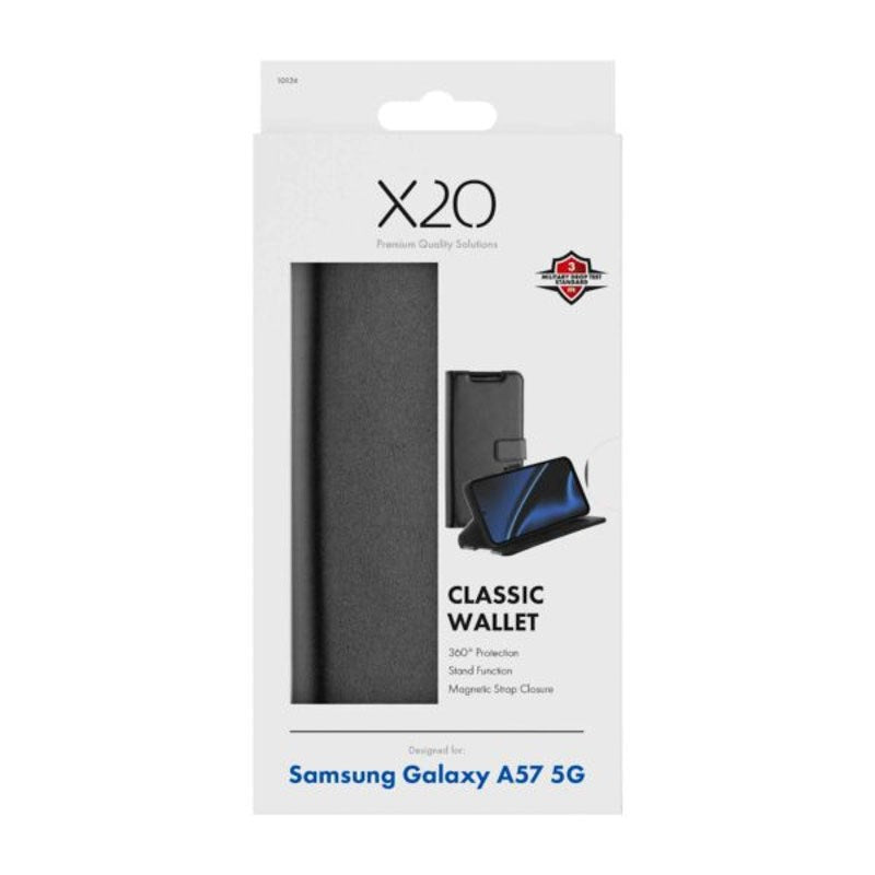 Samsung Galaxy A57 X2O Classic Wallet Flip Cover m. Kortholder & Ståfunktion - Sort