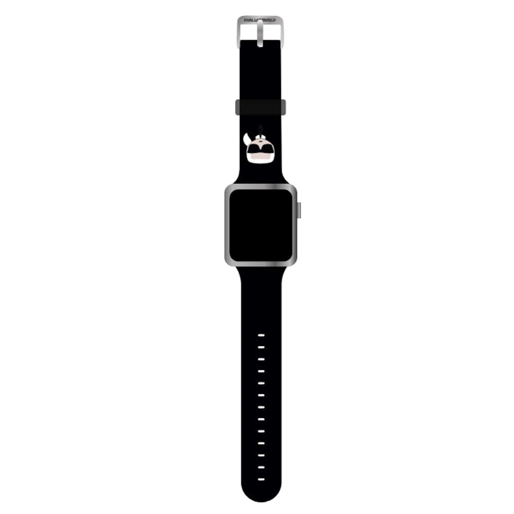 Apple Watch (42/44/SE/45/49 mm) Karl Lagerfeld Silikonklokkerem - Karls hode - Svart