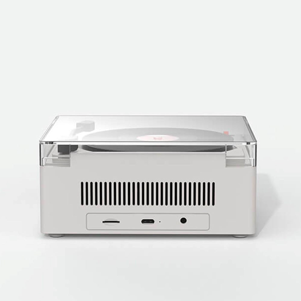 MOB - Trådløs Bluetooth-høyttaler m. Vekkerklokke - Vinyl Retro - Grå