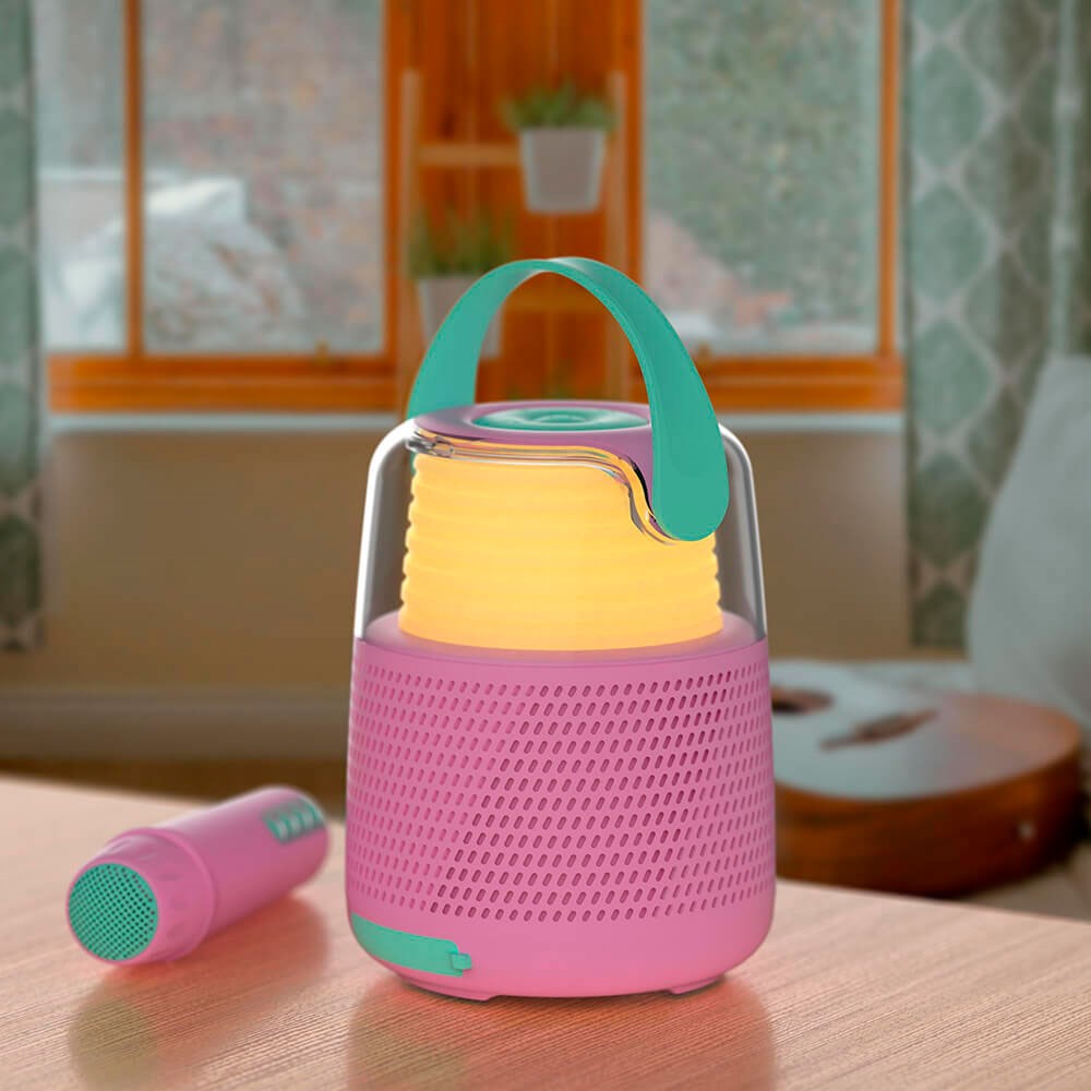 MOB høyttaler karaokesett m. Mikrofon - Rosa