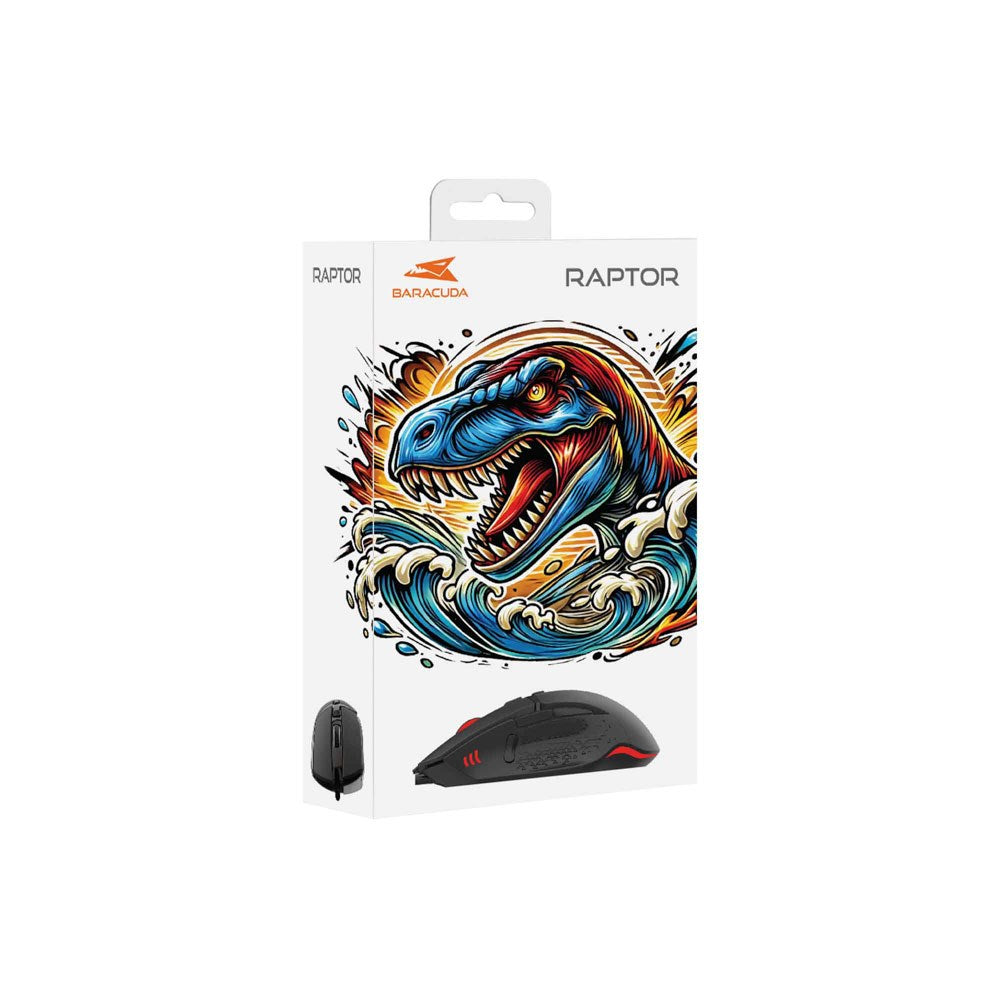 Baracuda RAPTOR 8D / 6400 DPI Gaming Mus - Sort