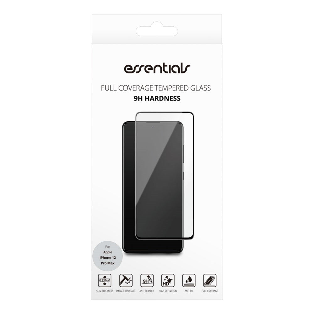 iPhone 12 Pro Max Essentials Hærdet Skærmglas - Gennemsigtig / Sort Kant