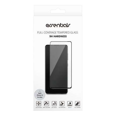 iPhone 12 Pro Max Essentials Hærdet Skærmglas - Gennemsigtig / Sort Kant