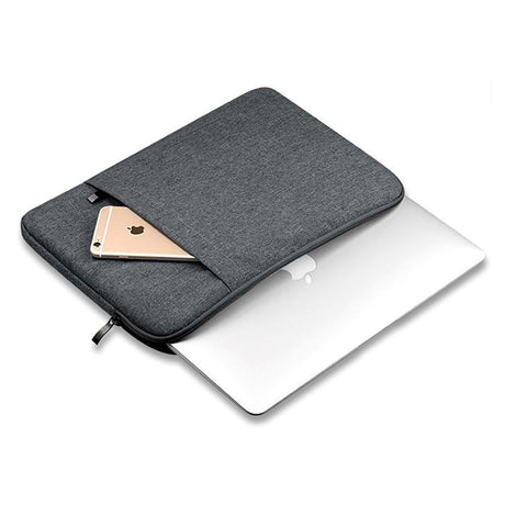 Tech-Protect Stof Laptop Sleeve 13-15" m. Ekstra Lomme (33 x 24 cm) - Mørkegrå