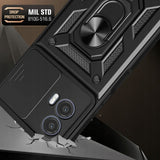Motorola Moto G73 Tech-Protect Camshield Cover m. Magnetisk ring- og stativfunksjon - svart