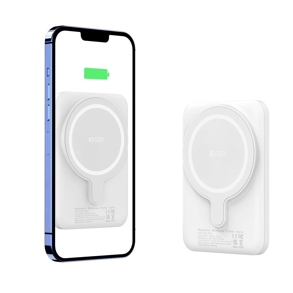 Tech-Protect Wireless Powerbank 5000 mAh - MagSafe-kompatibel - Hvit