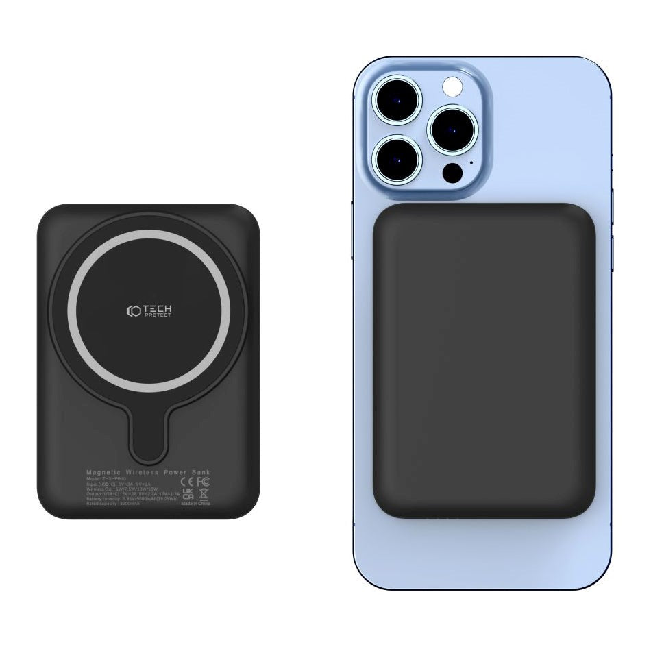 Tech-Protect Wireless Powerbank 10000 mAh - MagSafe-kompatibel - Svart