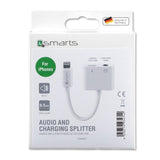4smarts SoundSplit 6,5 cm Lightning To Lighting 3,5 mm Audio Splitter - Hvit