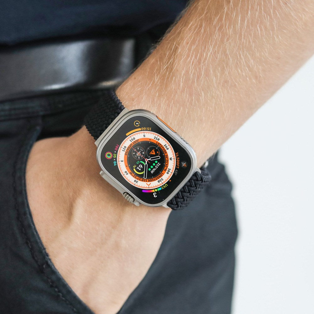 Vonmählen Apple Watch (42/44/45/SE/46/49 mm) vevd løkke i nylonklokkerem - svart