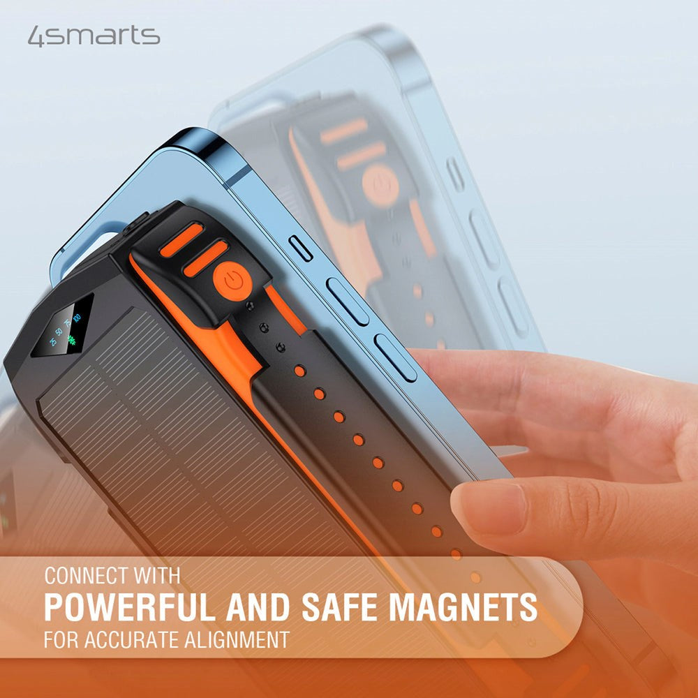4smarts Titanpack UltiMag 20W Powerbank 20 000 mAh m. Solcelle - USB-C &amp; 2 x USB-A - MagSafe-kompatibel - Svart