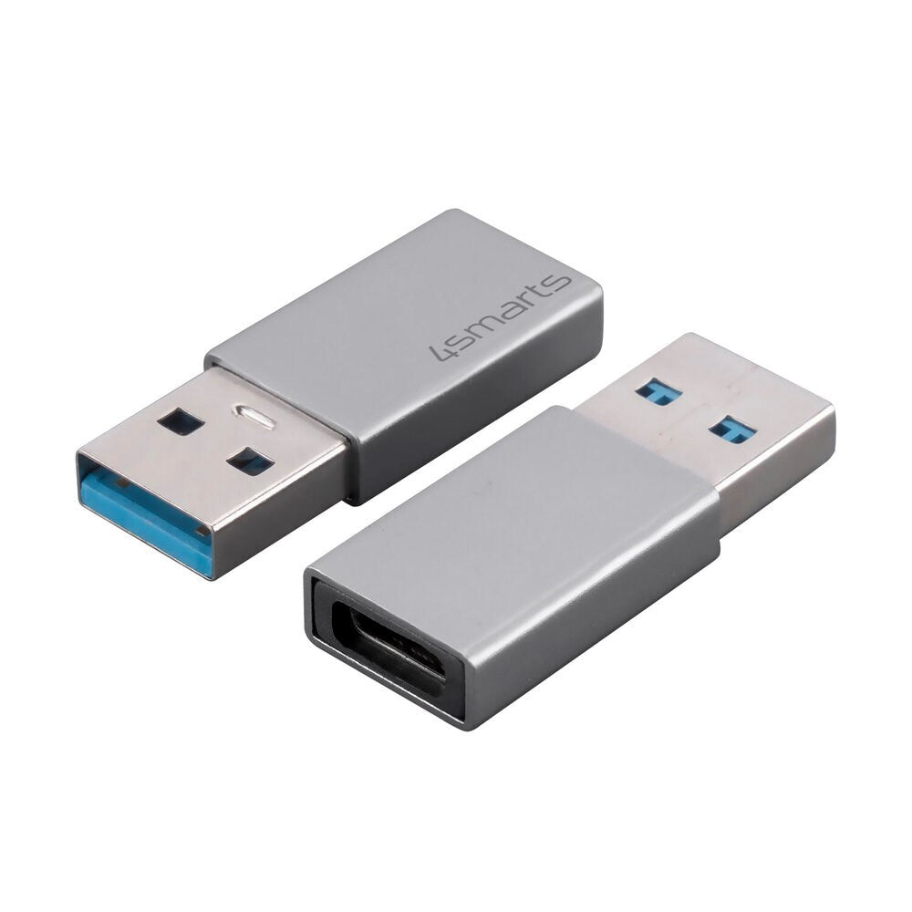 4smarts USB-C til USB-A Adaptersæt - 2 Stk. - Grå