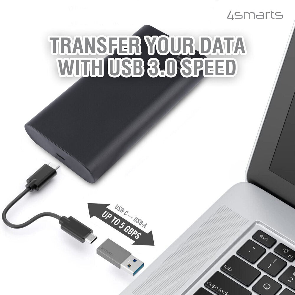 4smarts USB-C til USB-A Adaptersæt - 2 Stk. - Grå