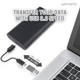 4smarts USB-C til USB-A Adaptersæt - 2 Stk. - Grå