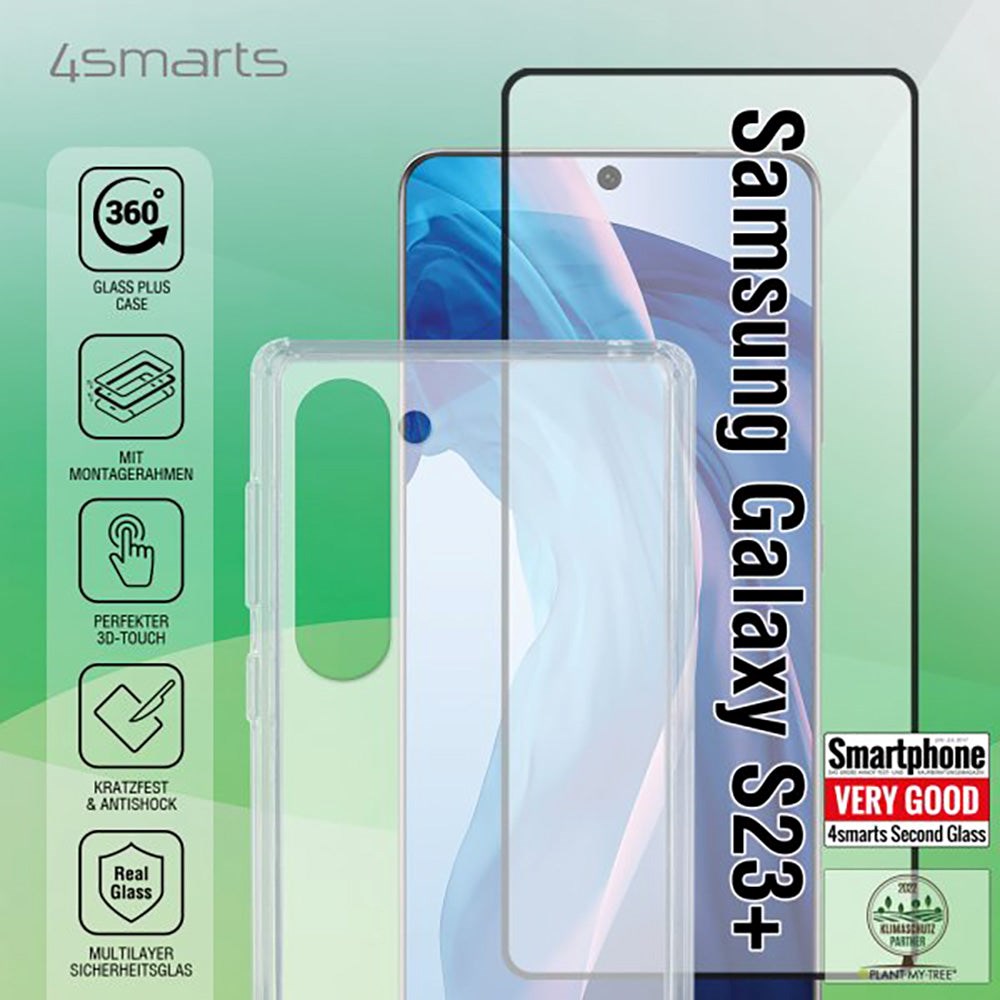 Samsung Galaxy S23+ (Plus) 4smarts Second Glass X-Pro 360° beskyttelsessett (deksel + herdet glass)