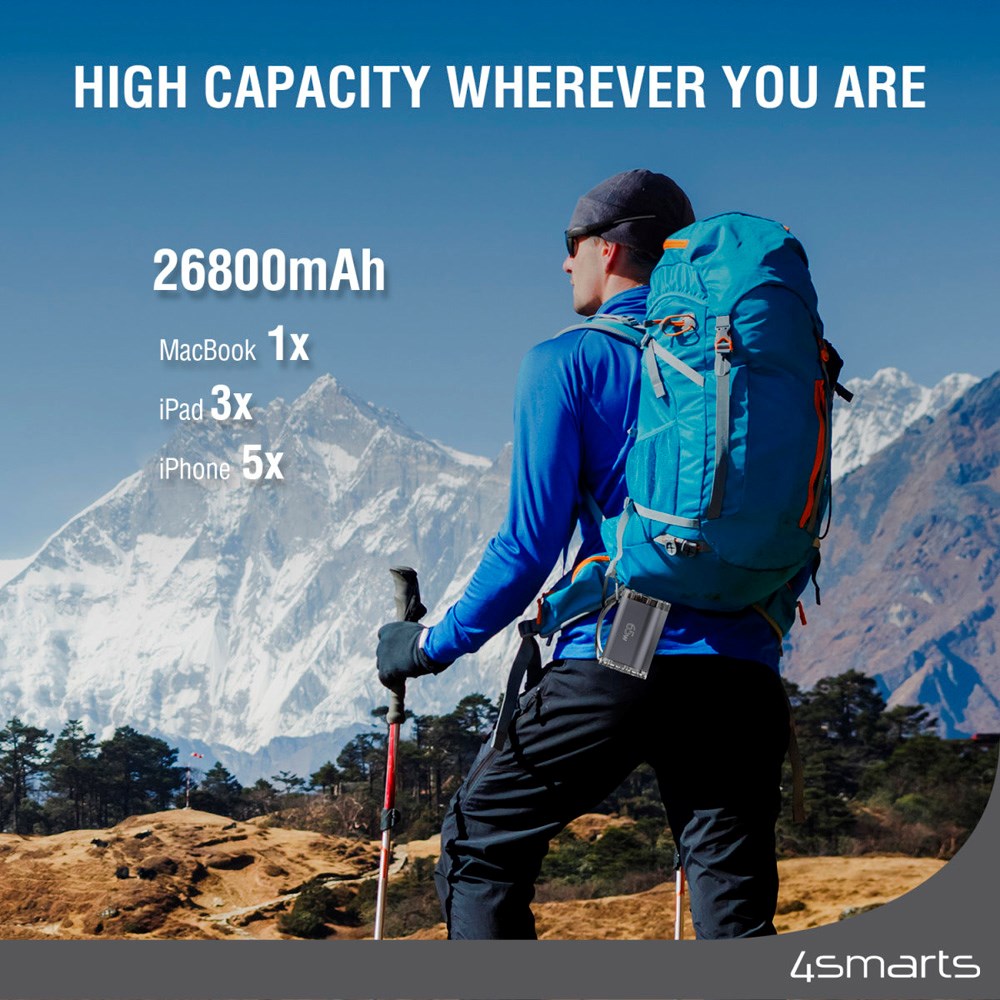 4smarts - 65W PowerBank Lucid Air - 26800 mAh - Grå