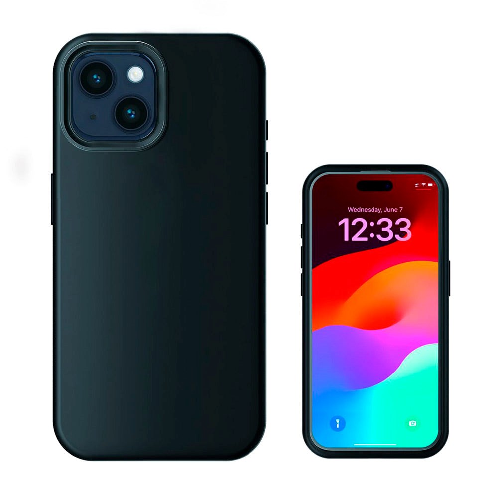 iPhone 15 4Smarts Liquid Silicone Cupertino Bakdeksel - MagSafe-kompatibel - Svart