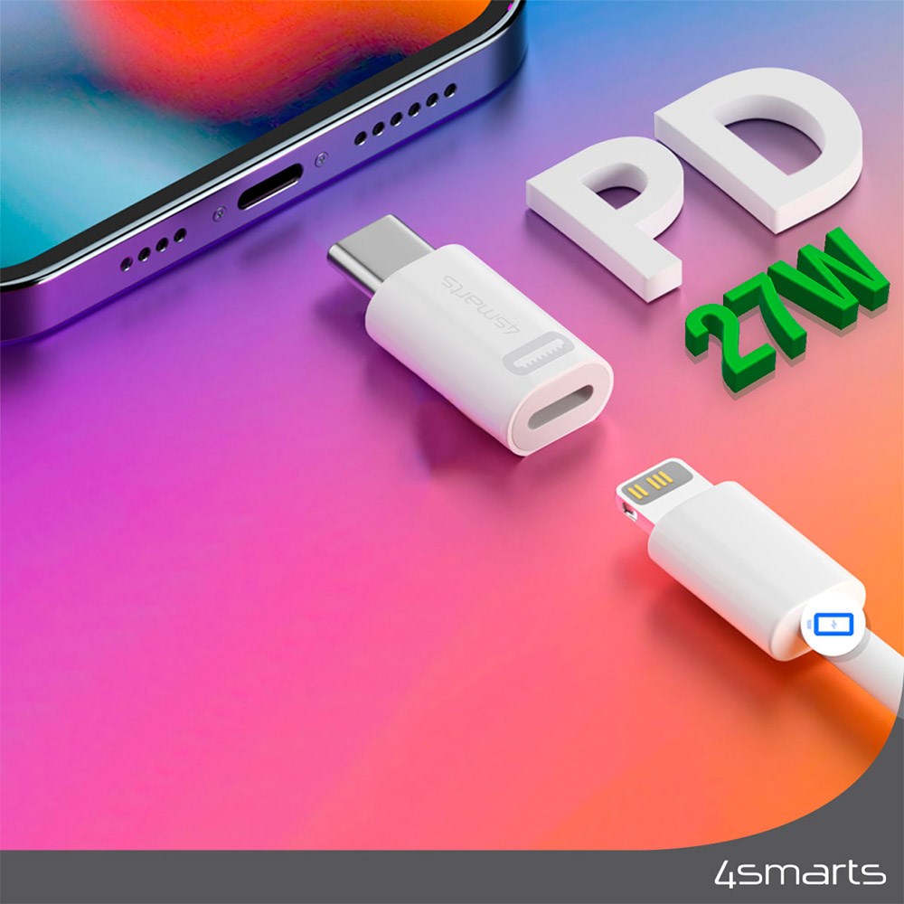 4Smarts Lightning til USB-C-adapter - 2 stk. - Hvit
