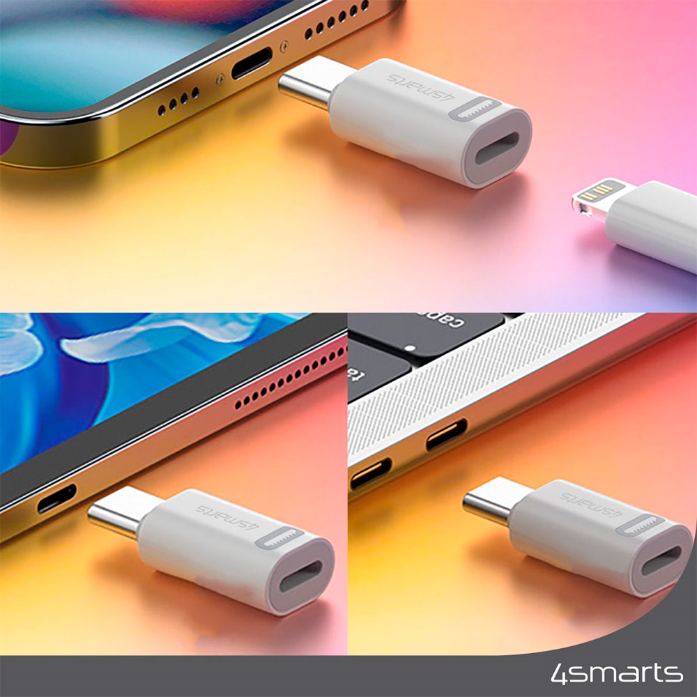 4Smarts Lightning til USB-C-adapter - 2 stk. - Hvit