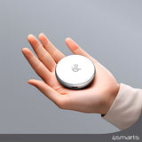 4smarts Qi2 trådløs lader 15W m. Stativfunksjon - MagSafe-kompatibel - Hvit / Sølv