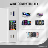 Bordlader - 130W / 3x USB-C &amp; 1x USB-A - 4smarts GaN DIY Mode - Hvit