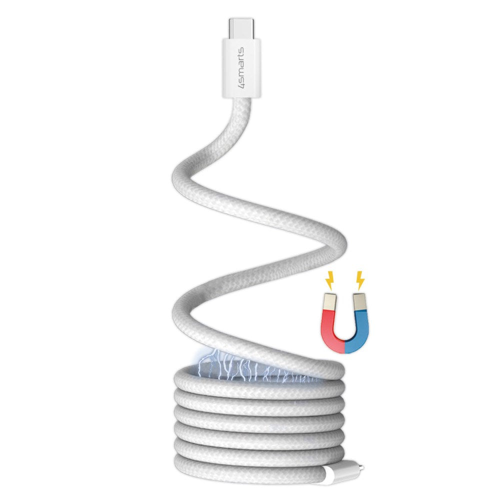 4smarts magnetisk USB-C til USB-C-kabel 100W PD - 1,5 m - Hvit